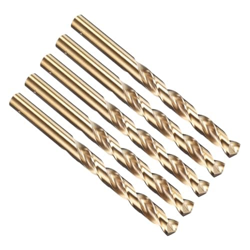 Image of PATIKIL 11.5mm Drill Bit, M35 Cobalt 5% High-Speed Steel Jobber Straight Shank 135° Gold Finish for Stainless Steel Hard Metal - 5 Pack