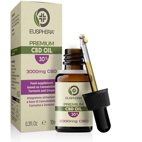 Image of CBD Oil 30% with Turmeric & Ginger - 3000mg Cannabidiol Drops - Eusphera CBD Oil - 10ml