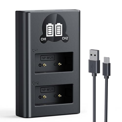 Image of K&F CONCEPT NP-W126S NP-W126 Dual Battery Charger, Compatible with Fujifilm X100VI X100V XT30II XM5 XT30 X100F XT3 XT2 XE4 XA7 X-PRO3 XT2 Cameras Battery