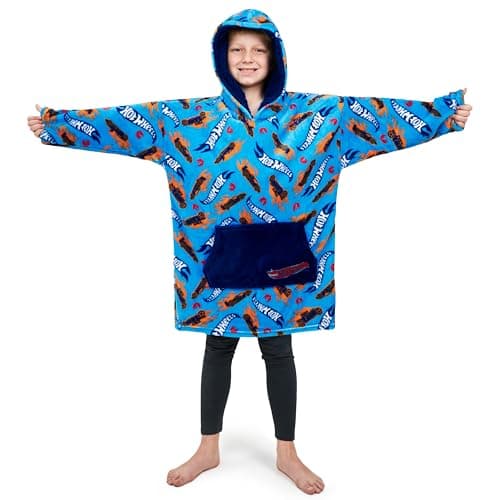 Image of Hot Wheels Hoodie Blanket, Oversized Blanket Hoodie for Boys Blue