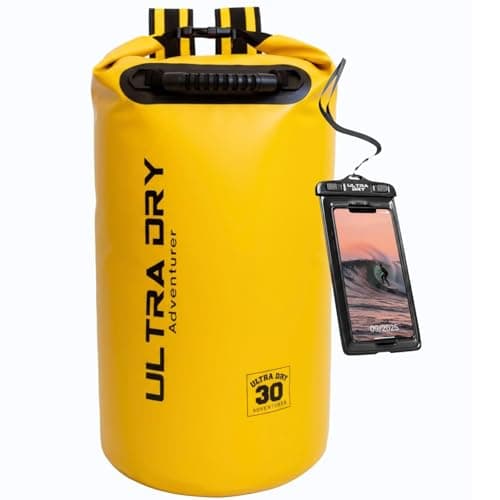 Image of Ultra Dry Adventurer 30L Dry Bag Backpack - Premium Gray Waterproof Bag with Waterproof Phone Pouch & Padded Backpack Straps for Kayaking, Canoeing, Boating & Camping