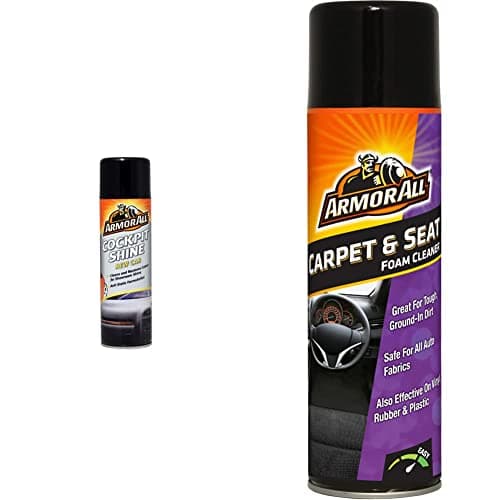 Image of Armor All AA83500ML Cockpit Shine New Car 500 ml, Orange & GAA38500EN Carpet & Seat Foaming Cleaner 500 ml