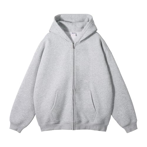 Image of Generisch Clothing with Zip, Long Sleeve, Fleece, Full Zip, Hoodie with Pocket, Sweatshirt, Men's Camp, Light grey, M