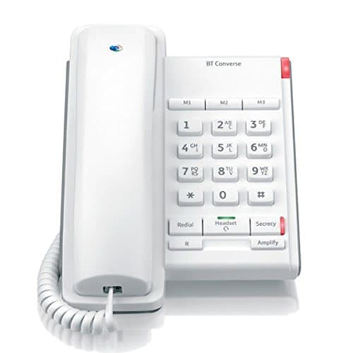Image of BT Converse 2100 Corded Landline House Phone, Home Phone, 3 Quick Dial Buttons, Headset Socket, White