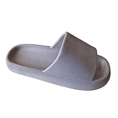 Image of Keanu Chunky Cloud Sliders - Women Men Indoor/Outdoor Slides - Slippers Pool Sliders Summer Flip Flop Shower Bathing Pillow - UK Adult Sizes 3-12 (Grey, 9-10)