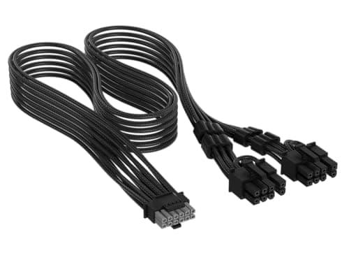 Image of Corsair Elite Premium Individually Sleeved PCIe 12V-2x6 to 2x 8-Pin (6+2 Split) PSU Cable – Triple-Mesh Paracord Sleeve, Low-Profile Cable Combs, Compatible with 12V-2x6 PSUs – Black
