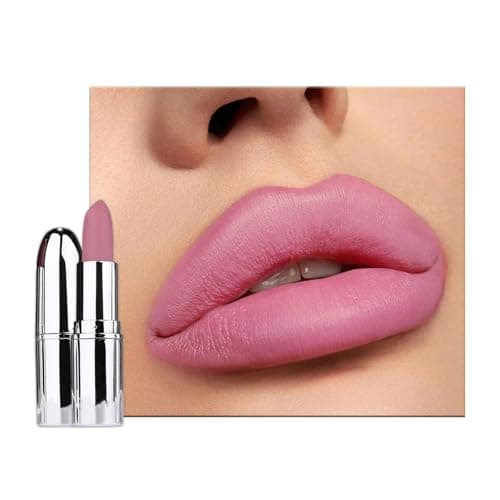 Image of Nude Pink Lipstick, Matte Cool Pink Waterproof Lip Stick, Natural Lip Color Soft Smooth Full-Coverage Highly Pigmented Lipsticks, Gift for Women