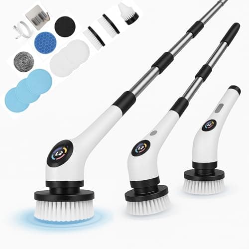 Image of Malphy Electric Spin Scrubber, 15-in-1 Cordless Cleaning Brush Kit with 3 Speeds, 120-Min Battery, Waterproof, Fast Charge, Adjustable Handle, Wall Mount for Bathroom, Grout, Tile, Tub, Floor & Car