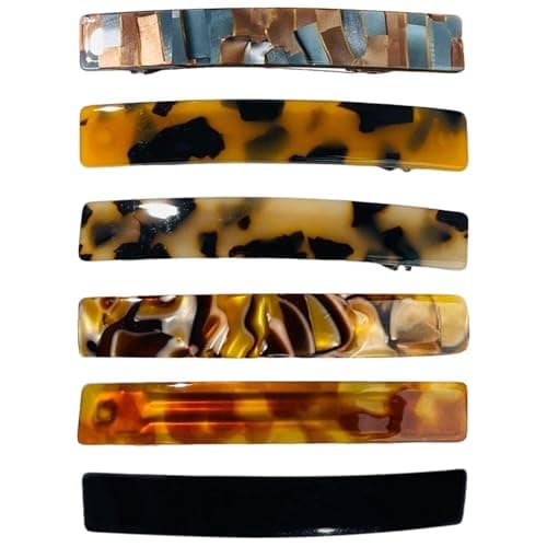 Image of French Barrette Hair Clip for Women, 7.5CMTortoiseshell Acetate Slides for Fine & Thick Hair RARITYLL (3, Brown)