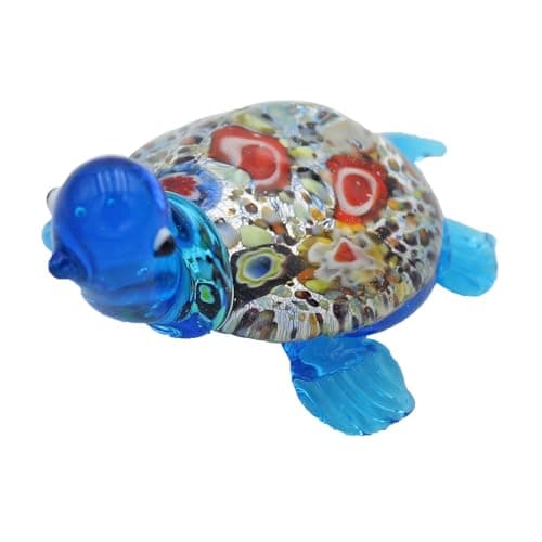 Image of Widdle Gifts Objets D'Art Objets dArt Miniature Glass hand blown Animal Ornament (Blue Turtle 3379)