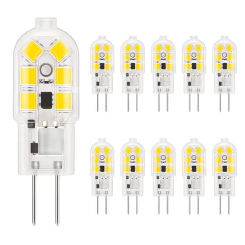 Image of DiCUNO G4 LED Light Bulbs, 1.5W 12V 20W Halogen, 140LM, Daylight White 5000K, CRI98, G4 Mini Capsule Non-dimmable Bulbs for Home Lighting, 10 Packs