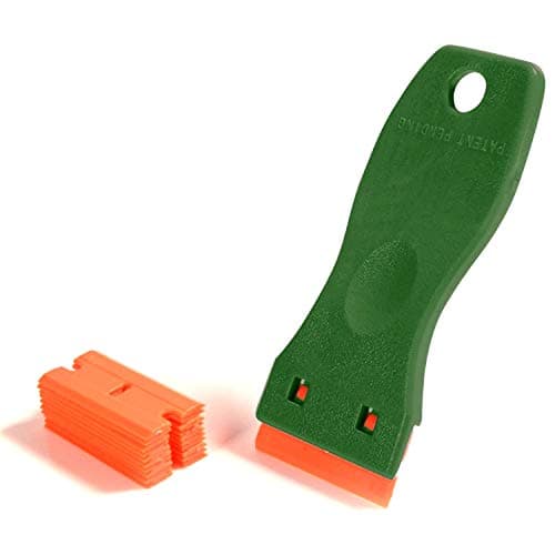 Image of CANOPUS Plastic Scraper Tool Non Scratch with 10 Plastic Razor Blades, Razor Scraper, Ideal for Scraping Stickers, Labels and Decals from Glass, Windshields, Green