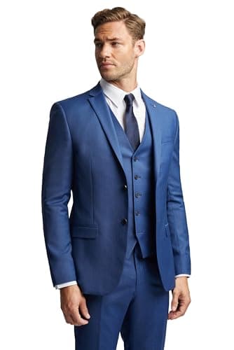 Image of Ted Baker Forbe Sharkskin Slim Fit Suit Jacket in Cobalt Blue