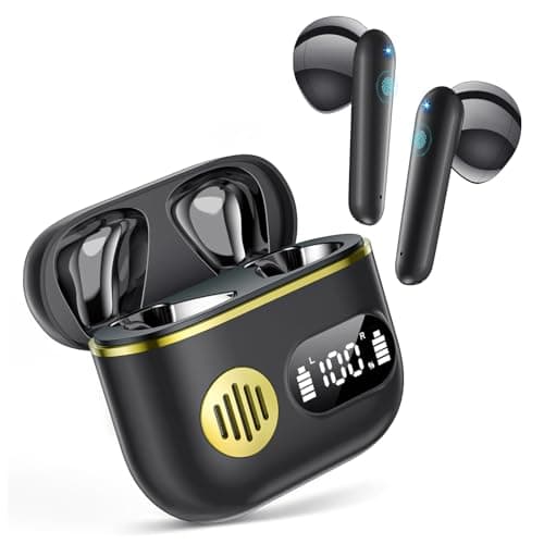 Image of Wireless Earbuds 2026 Sport Bluetooth Headphones Stereo Earphones with ENC Mic Wireless Earphones In Ear Earbuds with Dual LED Display, 48H Playtime, Running Headphones IP7 Waterproof, Ceramic Black