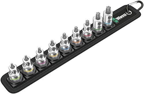 Image of Wera Belt B 3 TORX® HF Zyklop Holding Function bit Socket Set, 3/8" Drive, 9pc, 05003972001, Black