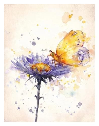 Image of BYAMBD Aesthetic Pictures Wall Art Canvas Painting Watercolor Multicolor Abstract Butterfly Posters And Prints Colorful Beautiful Insect Home Room Decor(E,30x40cm)