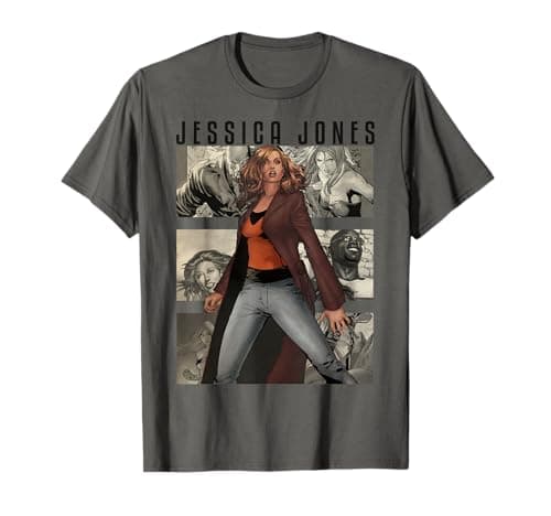 Image of Marvel Jessica Jones Stand Tall Among The Panels T-Shirt
