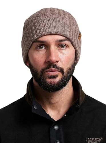 Image of JACK PYKE Merino Wool Beanie Hat Unisex – Lightweight & Warm Winter Beanie Hats for Women & Men, Cable Knit Design, Foldable & Practical, Ideal for Outdoor Wear - Beige