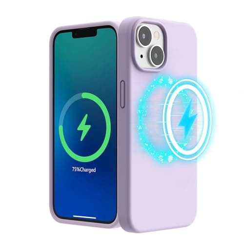 Image of SURPHY Magnetic Case Designed for iPhone 13 mini Case (5.4 inch 2021 Release), with Microfiber Lining Liquid Silicone Phone Case for iPhone 13 mini (Light Lavender)