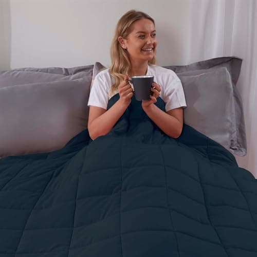 Image of Brentfords Weighted Blanket Adult 4kg Navy Blue, Therapy Autism Insomnia Stress Anxiety Relief for Adults with Micro Glass Beads, Single - 125 x 150cm - (Disclaimer Only suitable for age 3+ years)