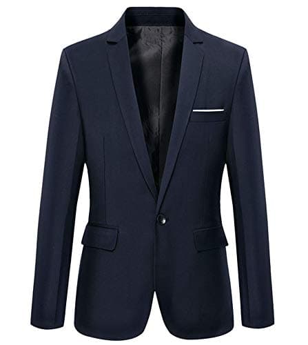 Image of Benibos Mens Slim Fit Casual One Button Blazer Jacket (L, 302 Navy)