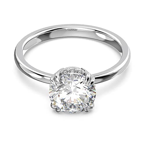 Image of Swarovski Constella Ring, White Princess Cut and Pavé Crystals in a Rhodium Plated Setting, from the Constella Collection, Size 52