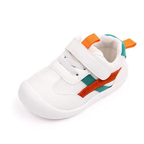 Image of MK MATT KEELY Baby Boys Girls First Walking Shoes Toddler Anti-Slip Soft PU Leather Prewalker Sneakers,Size 4.5 UK Child,Green