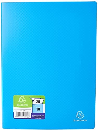 Image of Exacompta - Ref 8512E - Soft PP Display Book - Suitable for A4 Documents, Made from Polypropylene, Lightweight, 10 Pockets, 20 Viewing Pages - Blue Cover