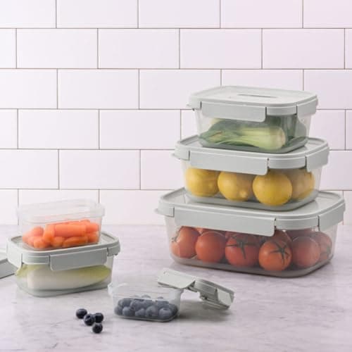 Image of LocknLock NestnLock Stackable Food Storage Containers 5pc set - 230ml / 500ml / 920ml / 1.6L / 2.7L, Sage Green