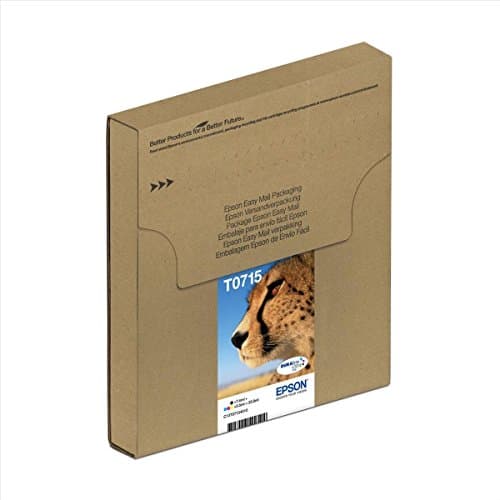 Image of Epson T0715 Cheetah Genuine Multipack, Eco-Friendly Packaging, 4-colours Ink Cartridges, DURABrite Ultra Ink,Black/Cyan/Magenta/Yellow