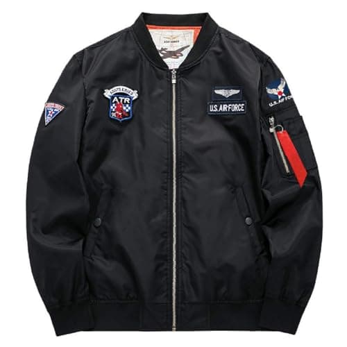 Image of CORIRESHA Mens Apollo NASA Patches Slim Fit Bomber Jackets Windbreaker, Art_black, M