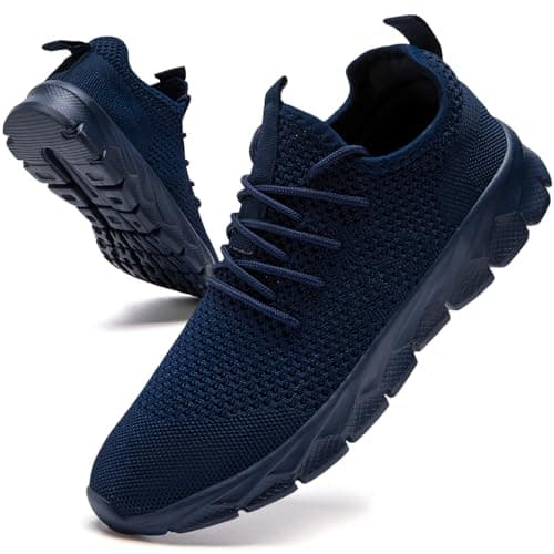Image of Oltyutc Mens Trainers Running Walking Mesh Slip On Shoes Lightweight Comfortable Gym Tennis Sneakers Athletic Dark Blue Size 11 UK(Label Size:46)