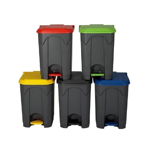 Image of Large Kitchen Recycling Bin 87L - Tall Plastic Indoor Rubbish Waste & Recycle Bin with Lid - Heavy Duty Home Office Dustbin Waste Container - Fits Standard Bin Bags - Easy Clean & Durable (87L, Blue)