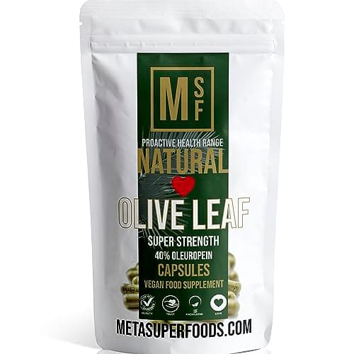 Image of Olive Leaf | 60 Capsules | Super Strength | OLEUROPEIN 40% | (1000mg per Capsule Equivalent to 10,000mg) | Vegan | NO FILLERS NO Binders | Non GMO | 100% Olive Leaf (60)