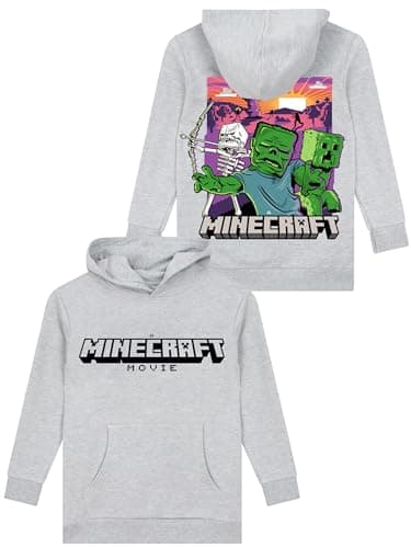 Image of Minecraft Hoodie, Creeper Boys Hoodie, Boys’ Hoodies, Grey 12-13 Years