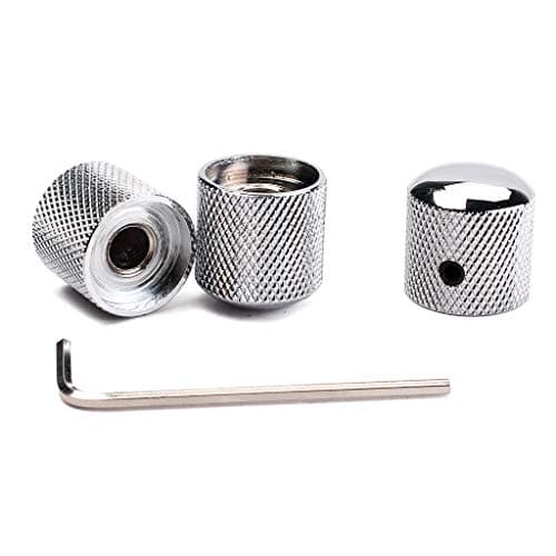 Image of Alnicov Precision Guitar Control Knobs With (6.0MM) Dia. Shaft Pots - Set Of 3 Knurled Potentiometer Dome Knobs - Chrome