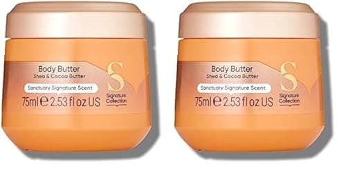 Image of Sanctuary Spa Body Butter, Cream Moisturiser with Shea Butter, Vegan and Cruelty Free, 75ml (Pack of 2)