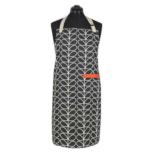 Image of Orla Kiely Linear Stem Slate Cotton Apron for Women Men Cooking 860mm x 670mm