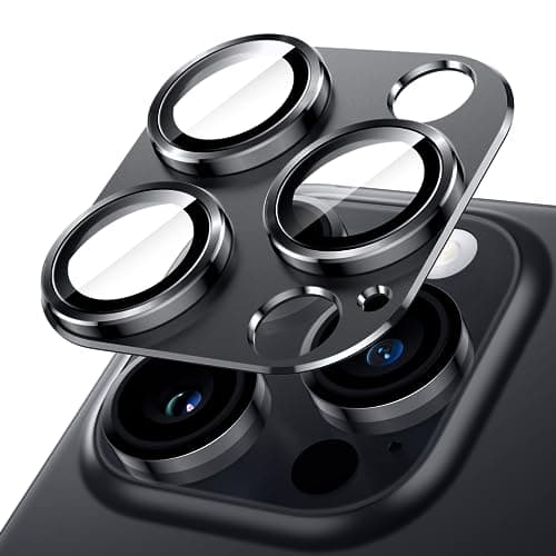 Image of JETech Camera Lens Protector for iPhone 14 Pro 6.1-Inch and iPhone 14 Pro Max 6.7-Inch, Full Coverage 9H Tempered Glass Ring Cover, Matte Metal Plate, Case Friendly, 1-Pack (Space Black)