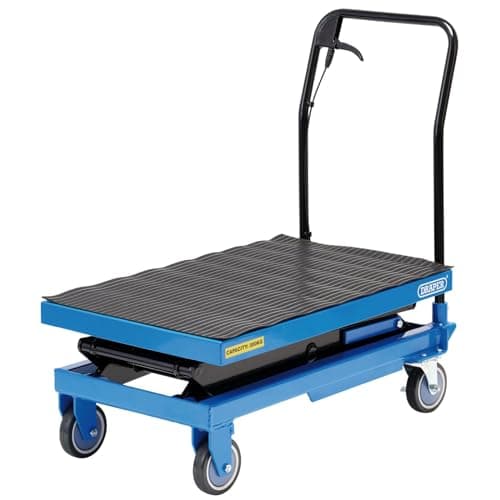 Image of Draper Hydraulic High Lift Table, Certified to 300kg - 99816 - Lifting Range 350-1285mm, Blue and Black