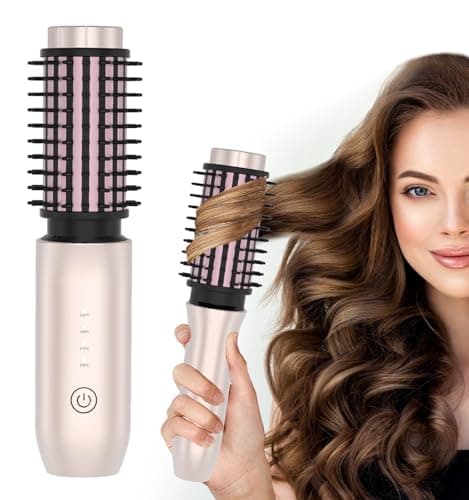 Image of Cordless Curling Brush Pro: 7000mAh Rechargeable Curler Brush by 4 Heating up to 210°C, Negative Ions Salon Smooth Tangle-Free Hair Styling in Minutes, for Travel & Home
