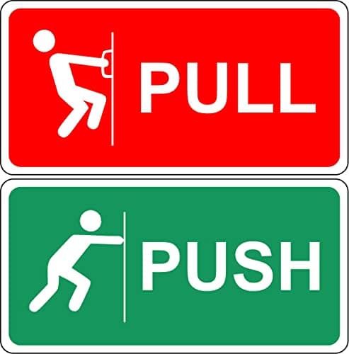 Image of Push & Pull door entry signs - Self adhesive stickers (200mm x 100mm)