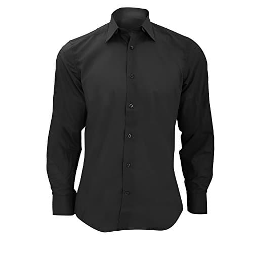 Image of Russell Collection Mens Long Sleeve Poly Cotton Easy Care Tailored Poplin Shirt (2XL) (Black)