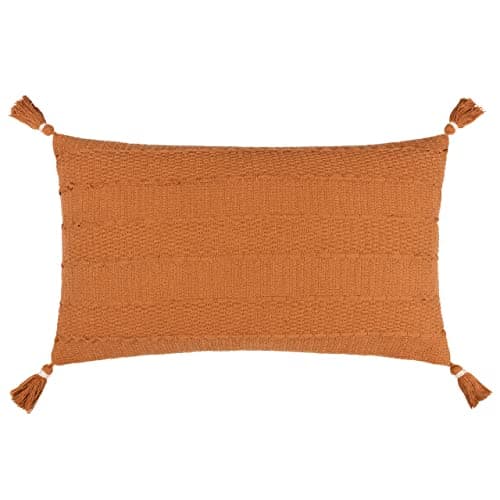 Image of Yard Furn Caliche Textured Tasselled Cushion – Polyester Filled Braided Cotton Weave (Ginger – 40x60cm)