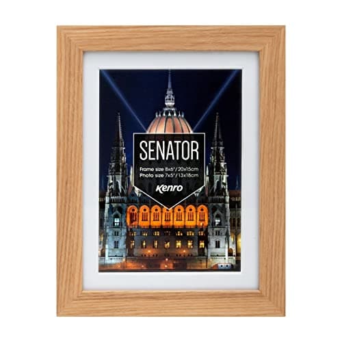 Image of Kenro Senator Solid Wood Photo Frame A4 / 21x29.7cm with White Mat for Photo 9x6 Inch / 23x15cm - SNF2315K