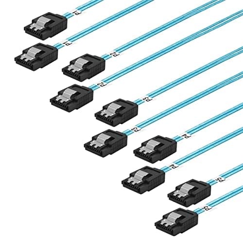 Image of ADCAUDX SATA-III Cable:0.5M,5 Pack Thin SATA 6Gbps Cables, Straight Flexible 6Gbps Data with Locking Latch for SSD, HDD, CD, DVD Drives,Blue (1.6FT)