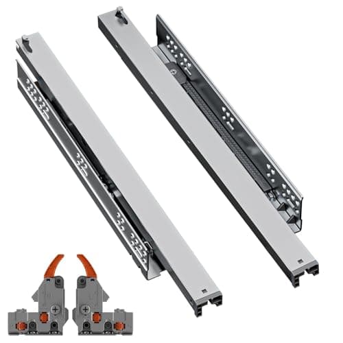 Image of Decoranddecor Undermount Drawer Runners 550mm Soft Close Full Extension Steel - 35 kg Capacity Drawer Slides for 540mm Drawers