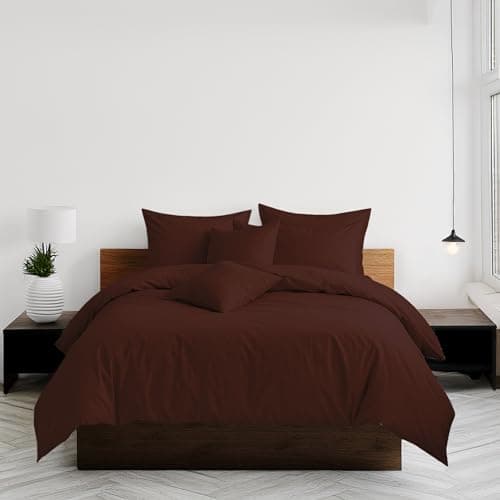 Image of Home Sweet Home UK Plain Dyed Double Size Duvet Cover Sets Soft PolyCotton Duvet Cover Sets Double size With Button Closure Non-Iron Easy Care Bedding with Matching Pillowcases
