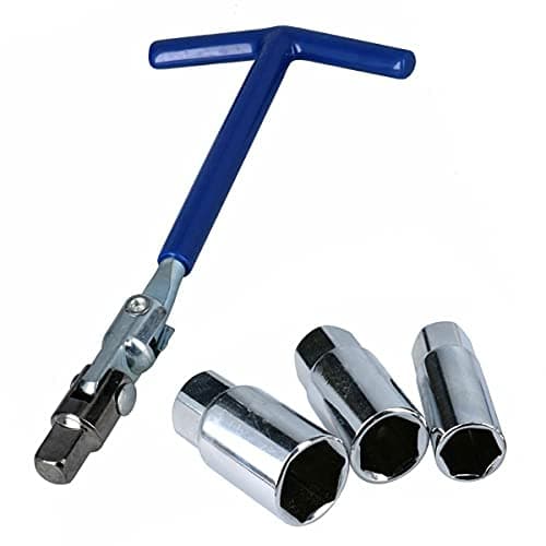 Image of Tooltime. 4 Piece Flexi T-Handle Spark Plug Wrench Remover and Installer Tool with 16mm, 18mm and 21mm 3/8" Drive Sockets