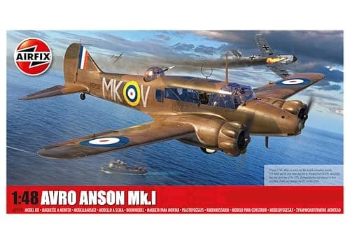 Image of Airfix - Model Set - A09191 Avro Anson Mk.I Model Building Kit - Plastic Model Plane Kits for Adults & Children 8+, Set Includes Sprues & Decals - 1:48 Scale Model